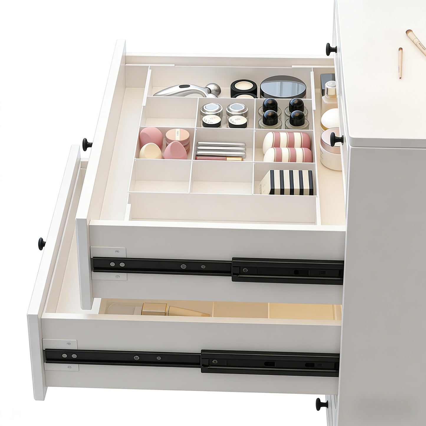 9 Compartments 4-Way Expansion Drawer Storage Box - Removable Divider for Space Saving and Organization for Cosmetics, Kitchen Utensils and Office Desk Essentials