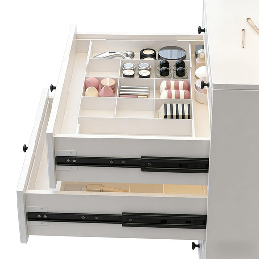 9 Compartments 4-Way Expansion Drawer Storage Box - Removable Divider for Space Saving and Organization for Cosmetics, Kitchen Utensils and Office Desk Essentials