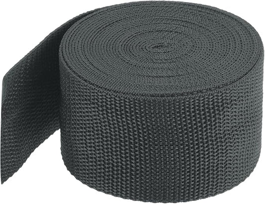 MECCANIXITY Lightweight Polypropylene Webbing Strap 2" 5 Yard Backpack Strapping Band Dark Grey for Outdoor Luggage Cargo Straps