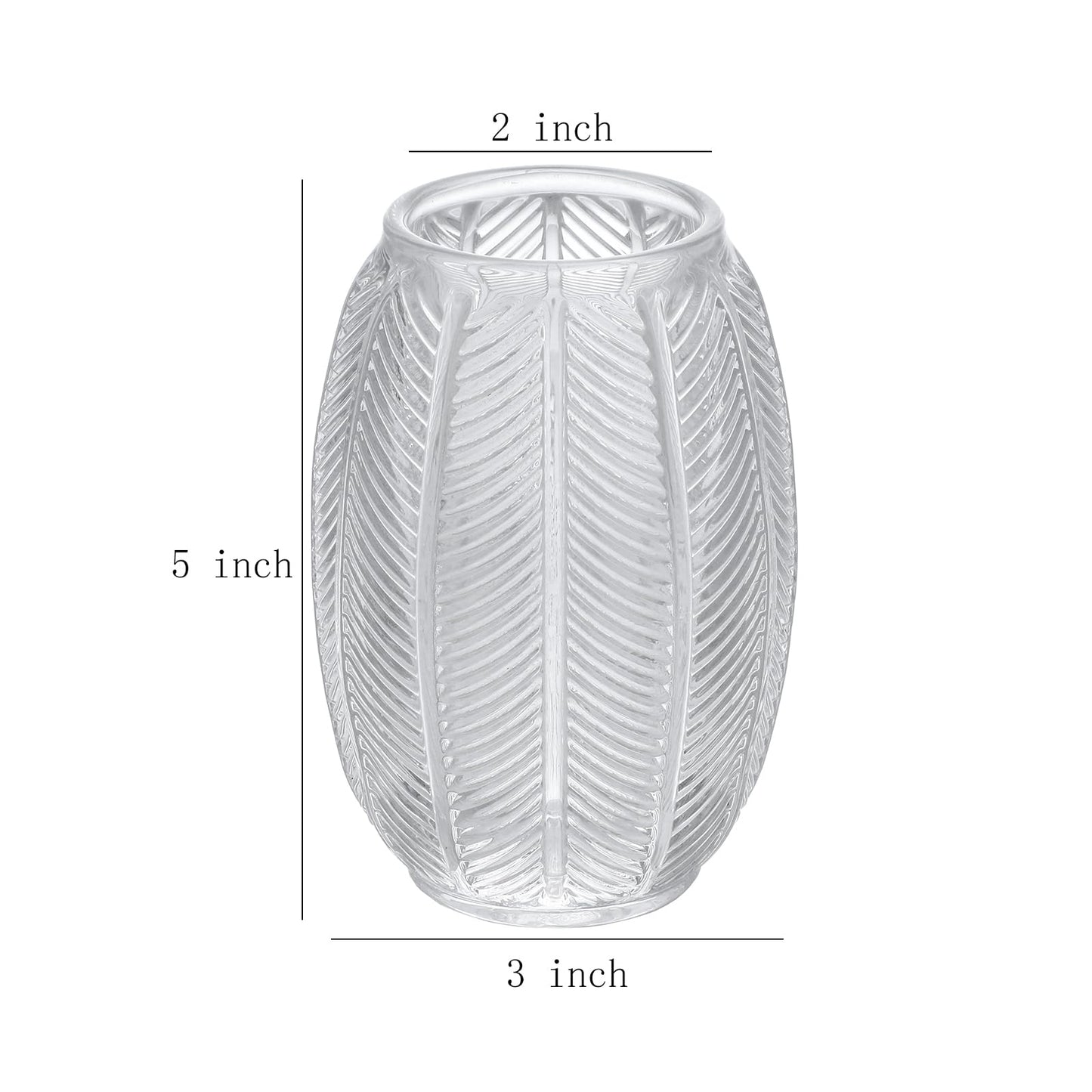 Gaolinci Leaf Stripes Clear Tumbler Cup Makeup Brush Toothbrush Holder for Bathroom, Vanity, Countertop, Desk and Bedside Table