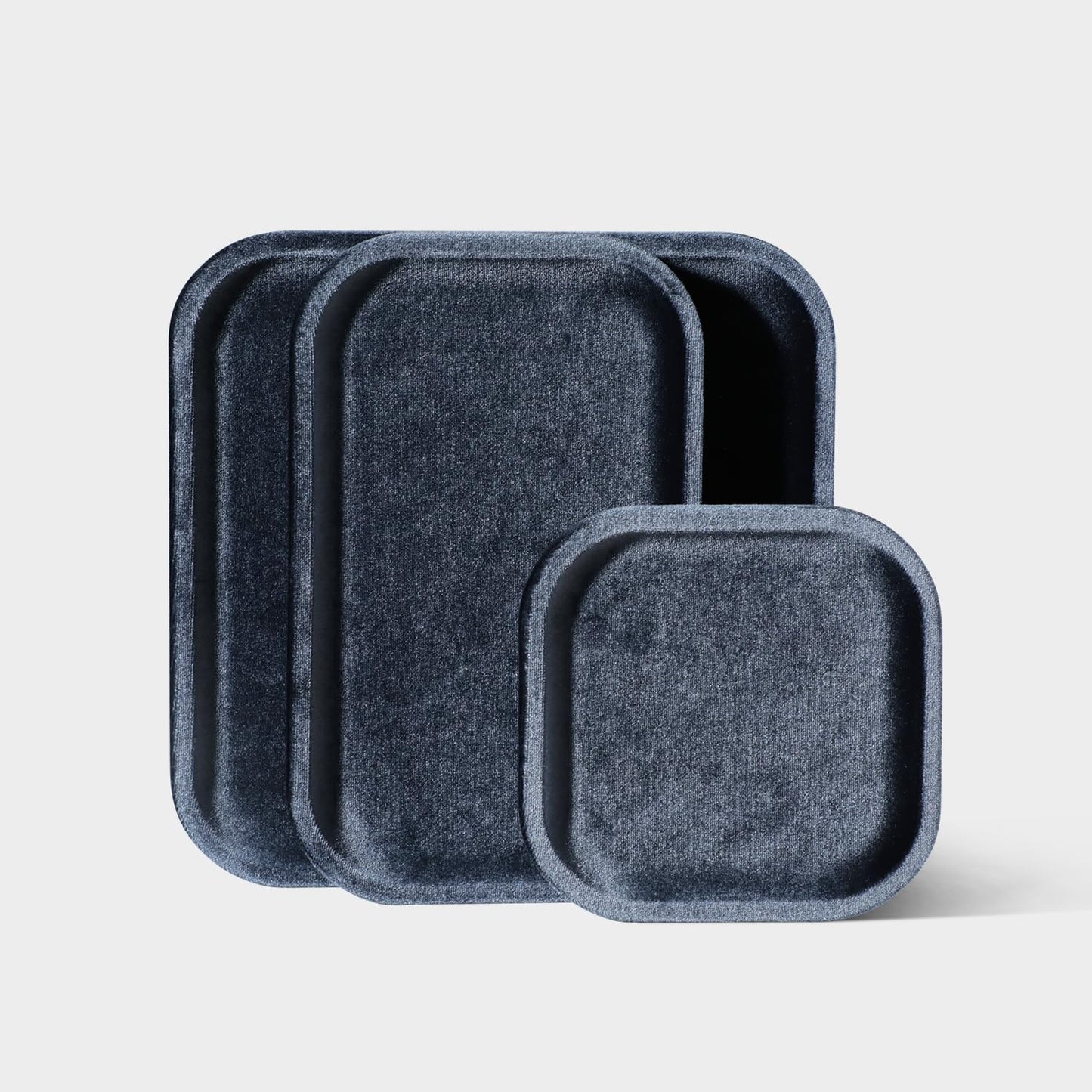 Dansmiy Resilient Velvet Jewelry Display Tray for Ring Earrings Bracelet Necklace, Flat Jewellery Dish for Showcase Store Retail Counter Exhibition Photography Livestream (Slate Gray, Large)