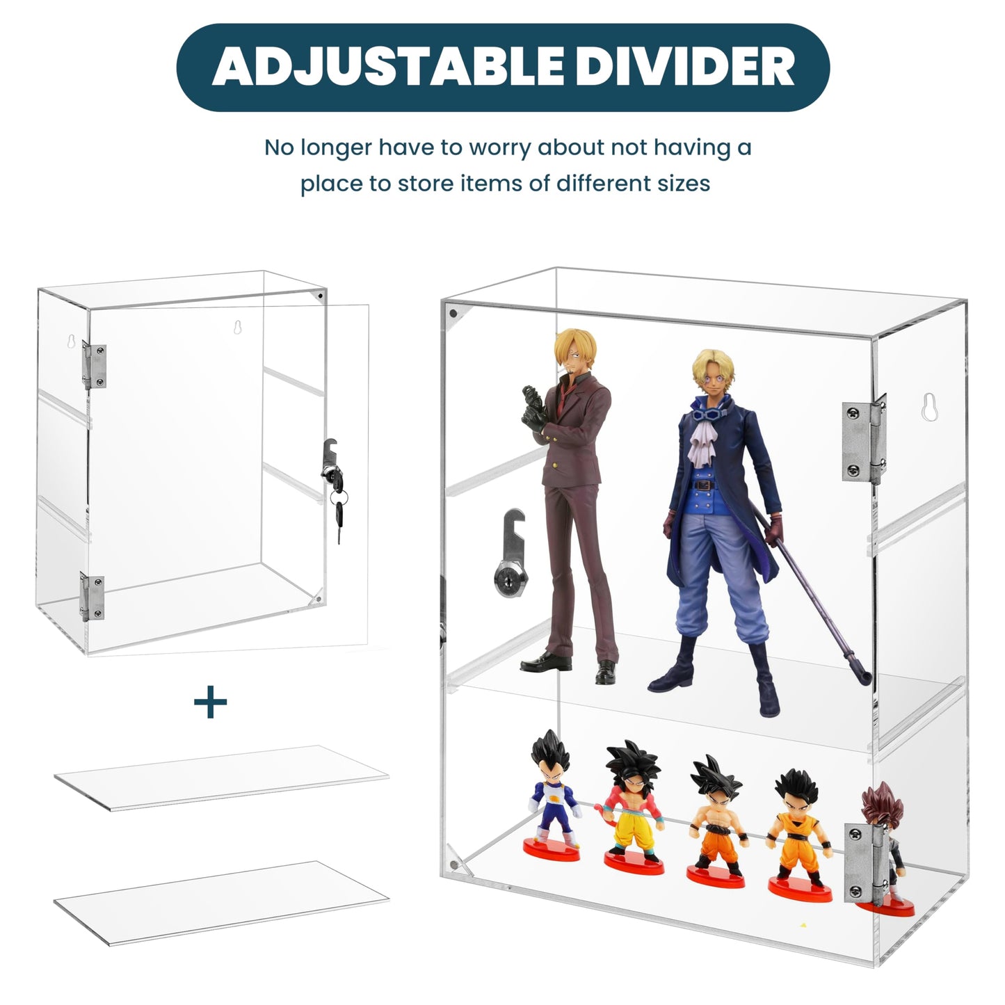 Locking Display Case, Removable 3-Tier Acrylic Display Case with Lock Key, Clear Countertop Display case with Shelves Showcase Display Cabinet for Retail Store Collectibles Figures(11.8x5.9x15.7 inch)