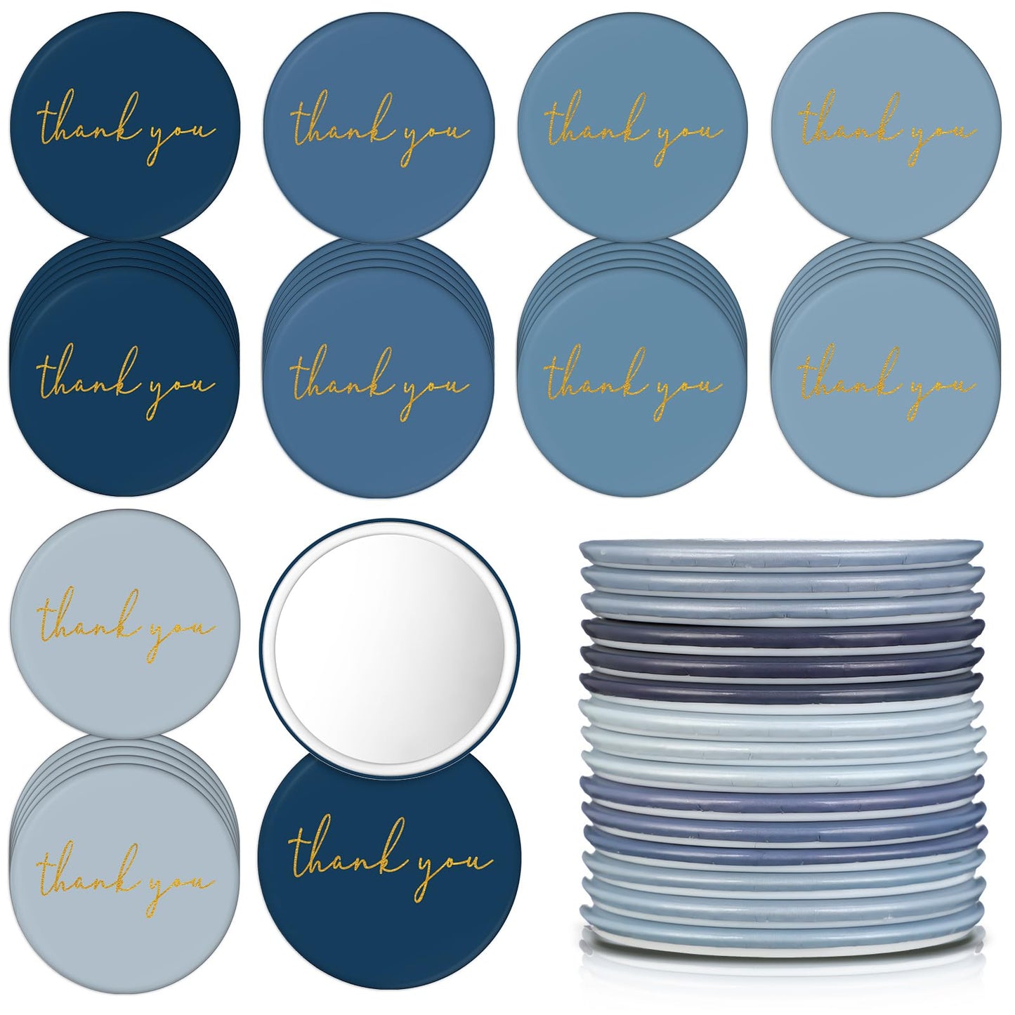 Tioncy 30 Pcs Thank You Gifts Bulk Compact Mirror for Women Bulk Gifts Mini Pocket Mirror Thank You Gift for Women Employee Staff Coworker(Blue Series)