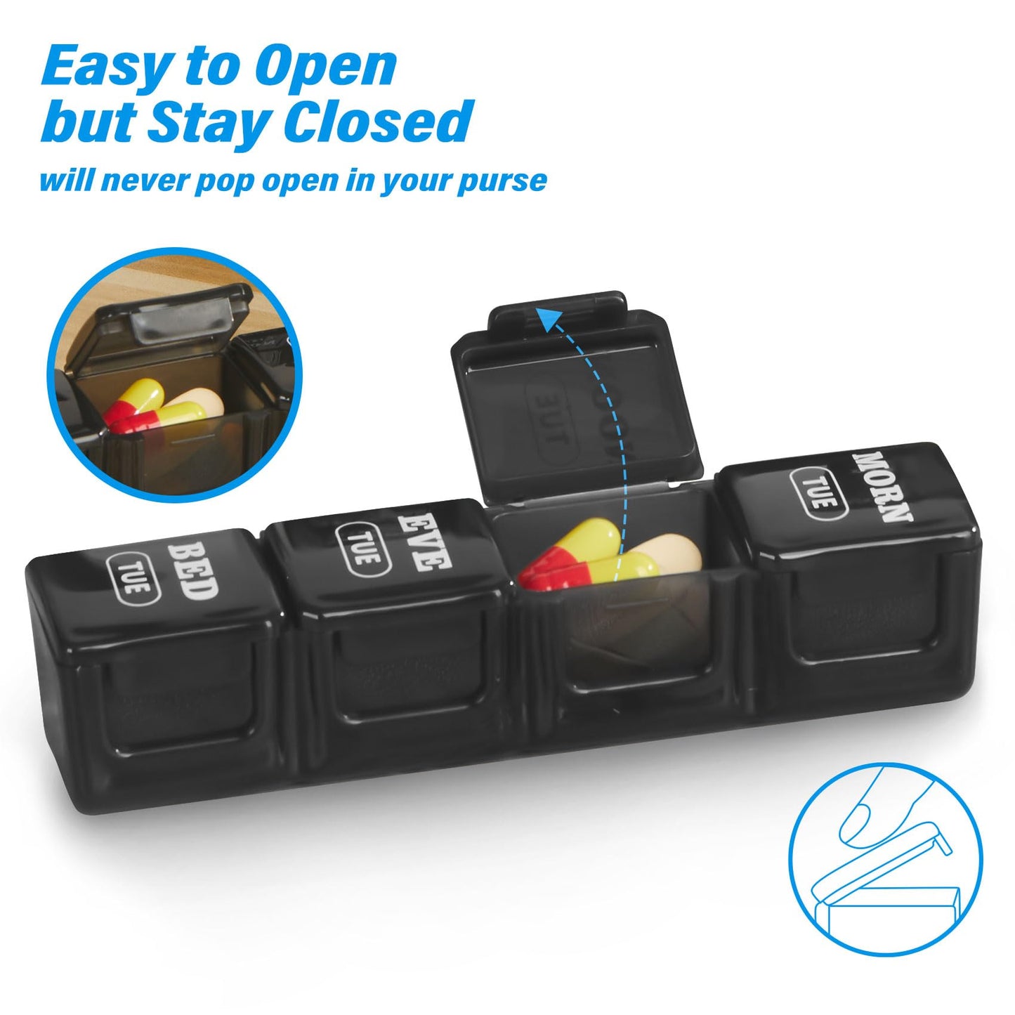 XL Large Weekly Pill Organizer 4 Times a Day, 7-Day Pill Boxes and Organizer AM PM, Big Compartments Pill Case, Monthly Medication Organizer 28-Days Dispenser for Fish Oils