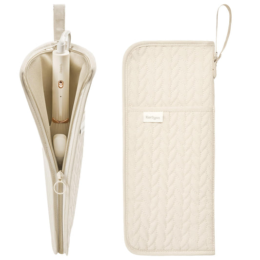 KarSyon Hot Tools Organizer Heat Resistant Mat Case Hair Tools Holder Travel Bag Portable Hair Styling Tools Cover Pouch for Curling Iron,Flat Iron,Hair Straightener (Beige)