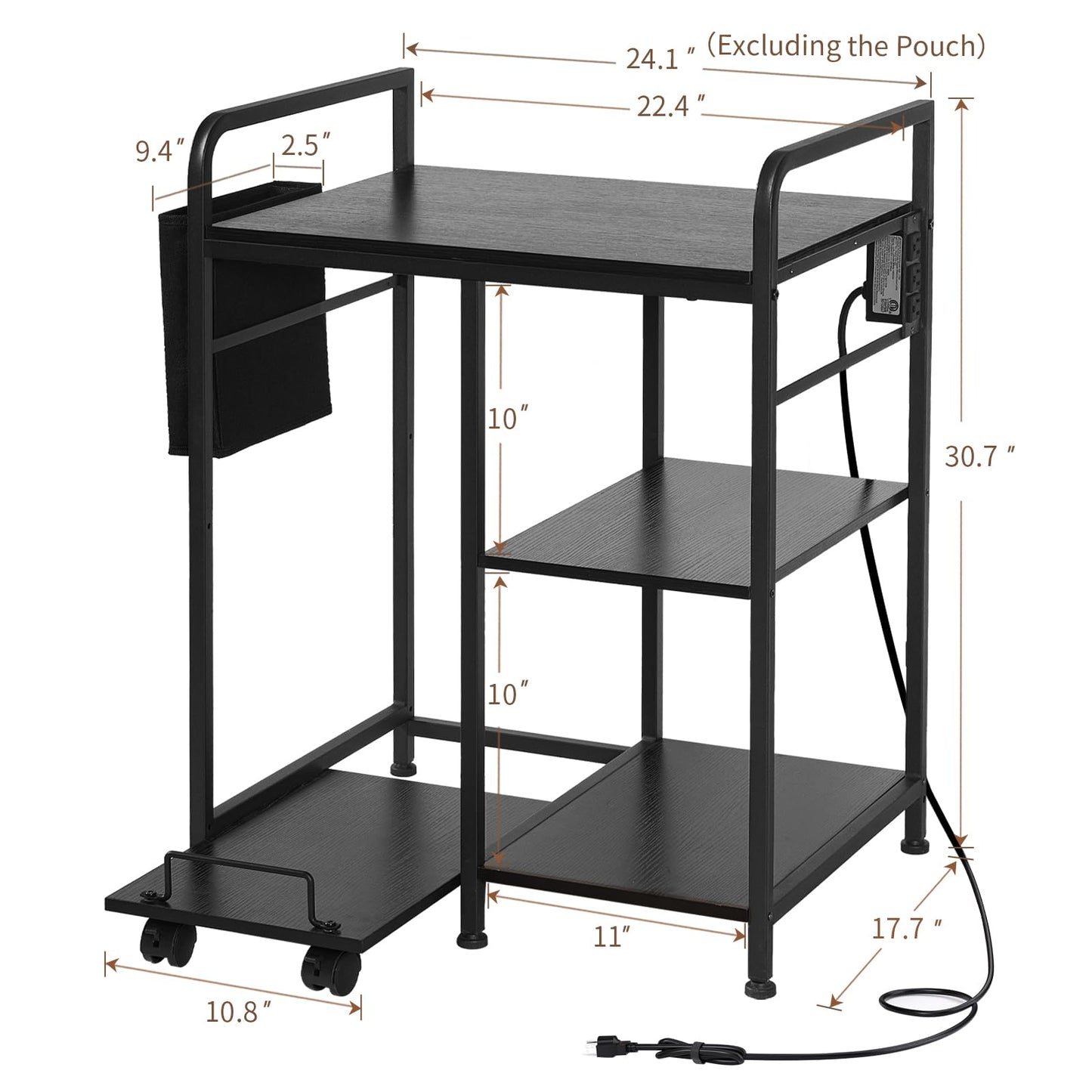 Sedegn Large Printer Stand with 3 AC Outlets for Home Office Devices