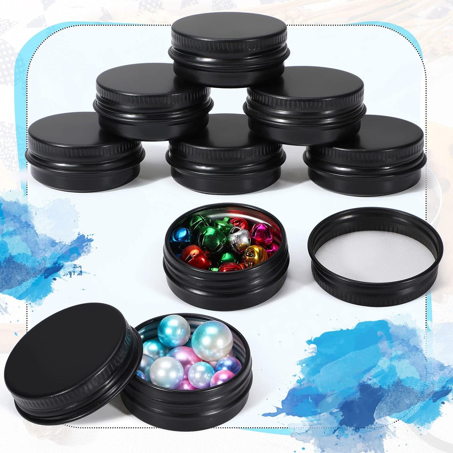 Patelai 36 Pack 0.5oz Round Lip Balm Tin Cans with Screw Lid Aluminum Lip Balm Small Tin Containers Screw Slide Top Metal Empty 15ml Refillable Cosmetic Sample Containers Storage Travel Jars for DIY