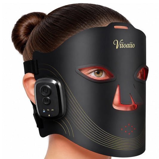Red Light Therapy for Face,Cordless Red Light Therapy Mask with 4 Modes,850NM Infrared,336 LED Chipset, LED Face Mask Light Therapy at Home(Black)