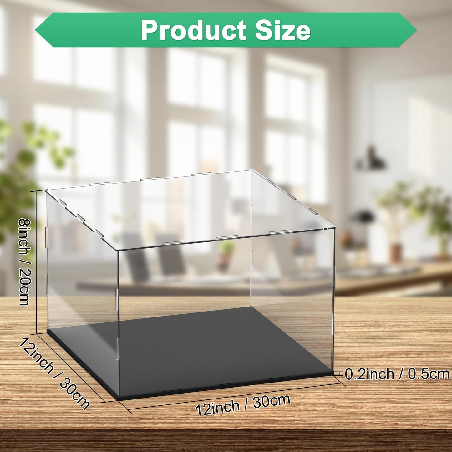 M METERXITY Clear Acrylic Display Case, 12 x 12 x 8 Inch Assemble Clear Acrylic Display Box Dustproof for Action Figures/Model/Statues/Collectibles/Doll/Toys/Home Storage