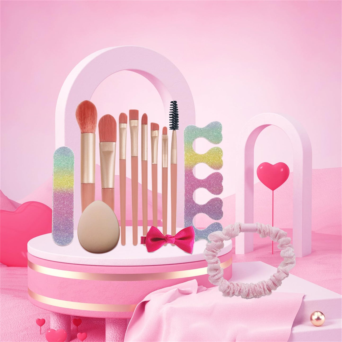 Hot Pink All in One Makeup Kit for Women Full Kit, Mother's Day Makeup Gifts Set for Women Girls, Hot Pink Makeup Essential Bundle Include Eyeshadow Palette Lipstick Blush Foundation Concealer