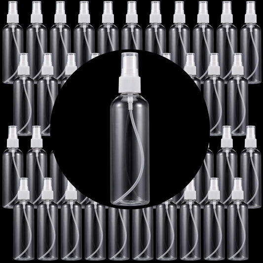 ZEONHAK 50 Pack 4oz Clear Plastic Spray Bottles with Caps, Fine Mist Spray Bottle For Essential Oils, Facial Spray, Hair Spray, Perfumes and Other Liquids, Refillable