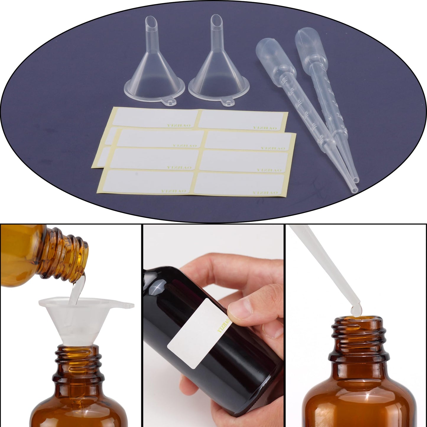 YIZHAO Amber Glass Dropper Bottle 4oz, Tincture Bottles with Glass Dropper, for Essential Oils, Aromatherapy, Cosmetic, Laboratory, Pharmacy, Liquids, Travel –9 Pcs