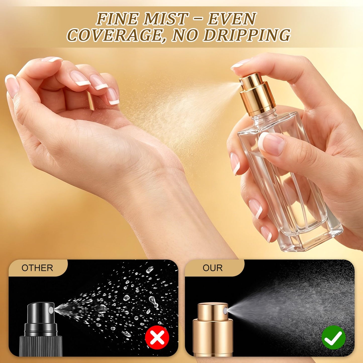 15mm Bayonet Fine Mist Sprayer Caps - 15pcs Bayonet Plastic Perfume Spray Bottle Nozzle Pump Spray Top Replacement for Perfume Skincare And Cleaning, Cologne Replacement Nozzle for Essential Golden
