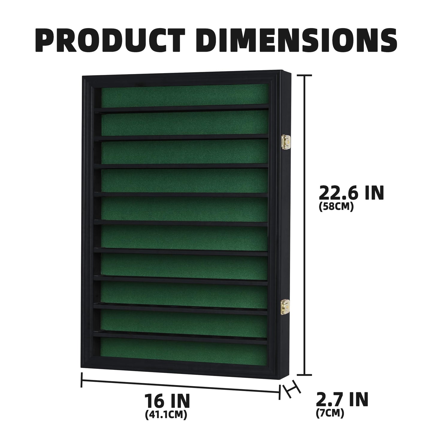 DisplayGifts 80 Golf Ball Display Case Cabinet Wall Rack Holder Solid Wood Frame with UV Protection Lockable Acrylic Door, Wall Mounted or Stand Great Golfer's Gift (Black Finish)