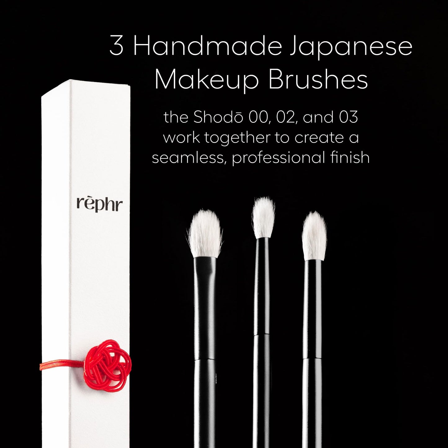 rephr Shodo Eye Set – 3 Handmade Japanese Makeup Brushes (Shodō 00, 02, 03) | Natural Goat Hair Bristles for Lid, Crease & Detail | Handade in Kumano, Japan