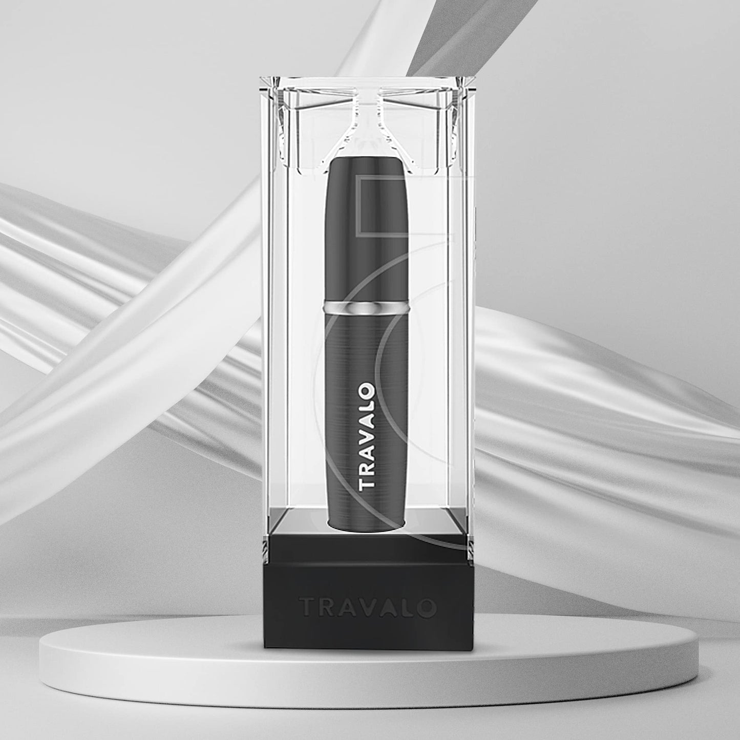 Travalo LUX Perfume Atomizer - Leak-Proof and TSA Approved for Air Travel - Reusable Airtight Easy Fill Mini Pump Sprayer - Lightweight Portable - Brushed Polished Metal Alloy Outer Shell - Black