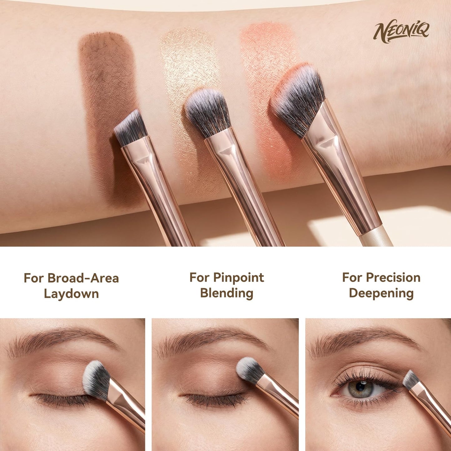 NEONIQ 10 PCS Travel Makeup Brush Set With Bag, Makeup Brushes, Double-End Multi-functional Brushes for Foundation Powder Blush Eyeliner Eyeshadows, Professional Face Brush Set（Champagne Gold）