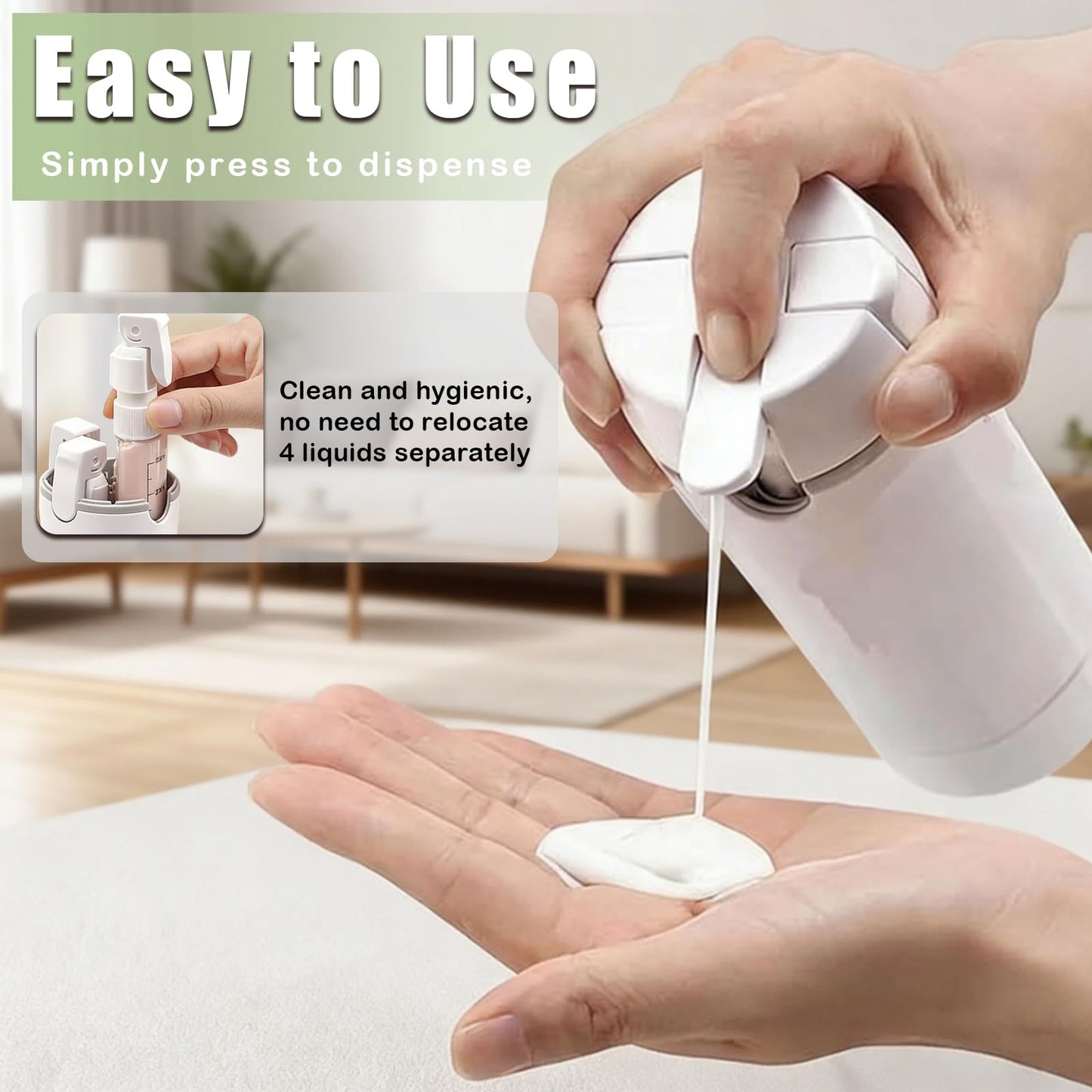 2 PCS 4 in 1 Travel Dispenser Bottle for Toiletries, Shampoo Lotion, Portable Refillable 4 in 1 Travel Bottle with Scale & Label, Leak Proof for Gym, Camping, Business Trips & Vacation (Green, White)