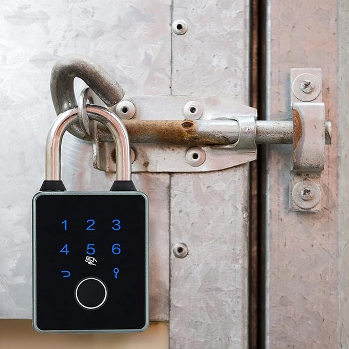 Fingerprint Padlock, Smart Padlock with Keyless Biometric, APP Control & Key Backup, Outdoor Heavy Duty Locker Lock for Gym Locker, Door, Luggage, Suitcase, Backpack