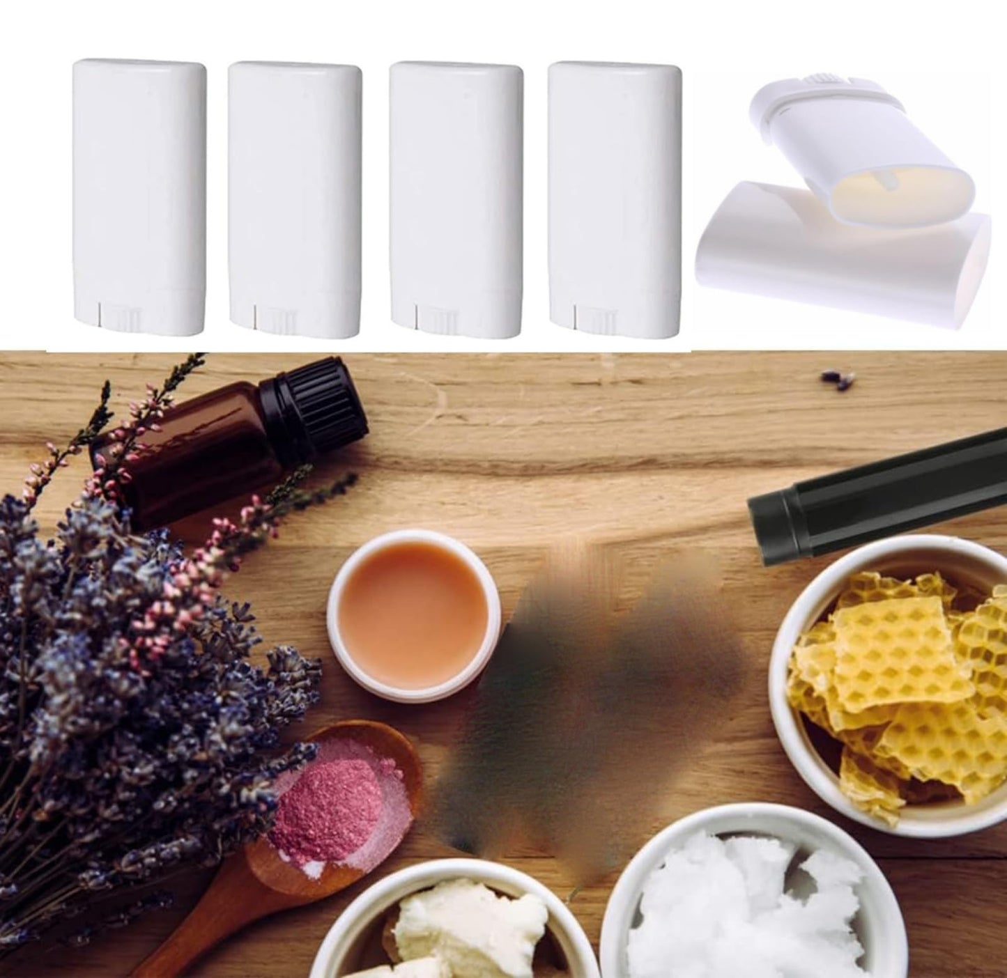 Sxminer 30 Pcs 15ml White Empty Deodorant Container Oval Lip Balm Tube Twist-Up Refillable Tubes Plastic Lipstick Tube 0.5 oz Filling Deodorant Stick BPA-Free for Homemade Lotion Bars Crayon Chapstick