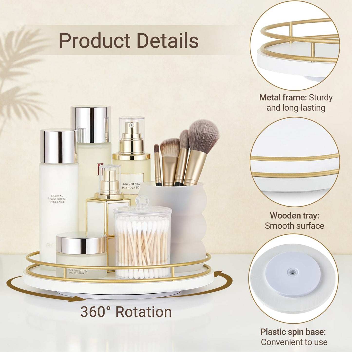 Mkono Makeup Perfume Organizer Tray, 360 Degree Rotating Lazy Susan Skincare Lotion Organizer Spinning Cosmetics Storage Display for Desk Countertop Bathroom Dresser Vanity Bedroom