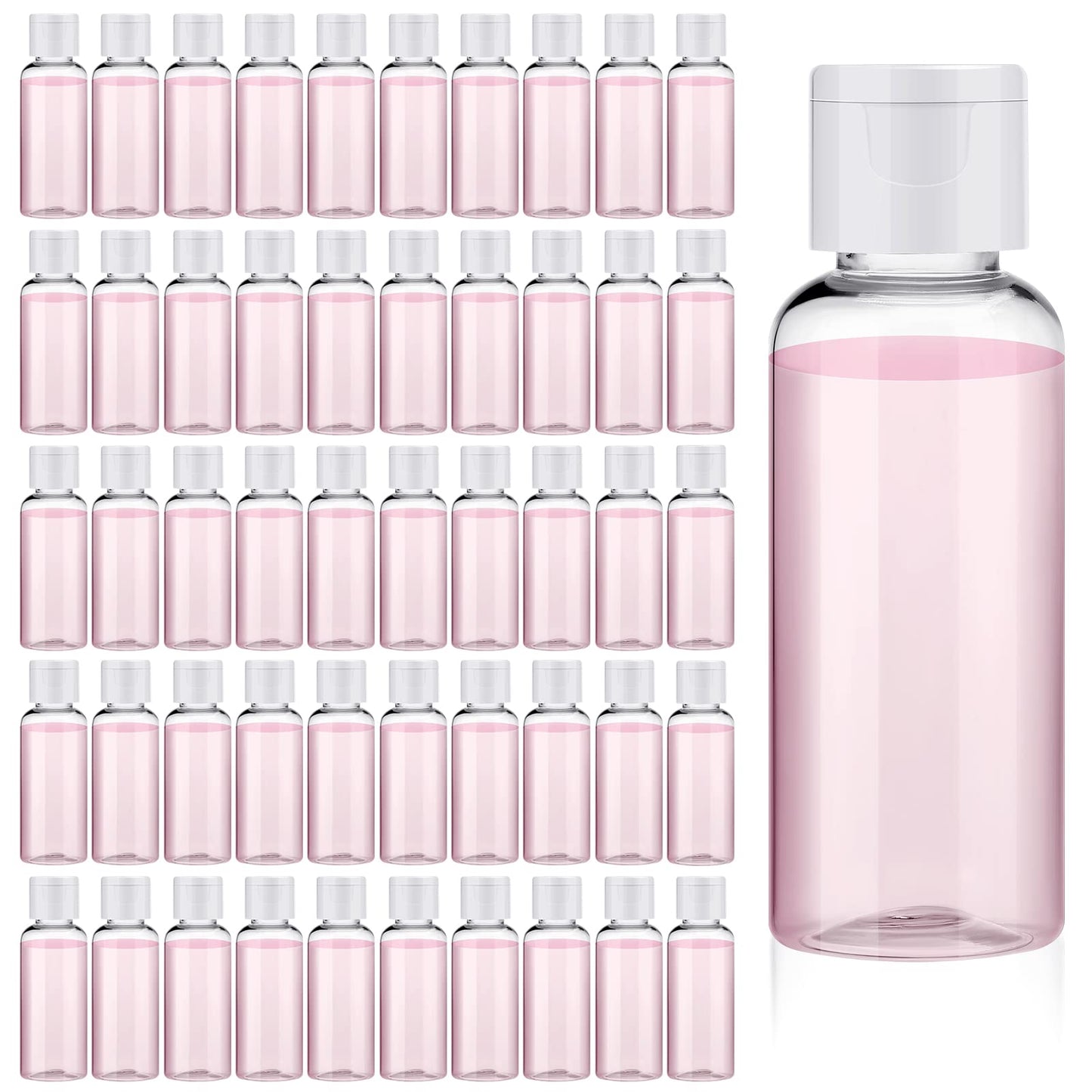 Tessco for you 200 Pack 1.7 oz Travel Bottles for Toiletries, Refillable Clear Plastic Travel Size Containers with Flip Cap, Leakproof Empty Bottles for Shampoo, Lotion, Conditioner, Soap, Liquids