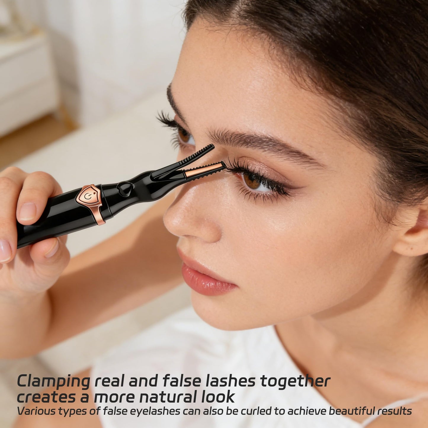 Odetina Heated Eyelash Curler, Fast Heating Electric Eyelash Curler for Women, USB Rechargeable, 3 Temperature Modes Eyelash Styling Tool for Daily Makeup (Black)