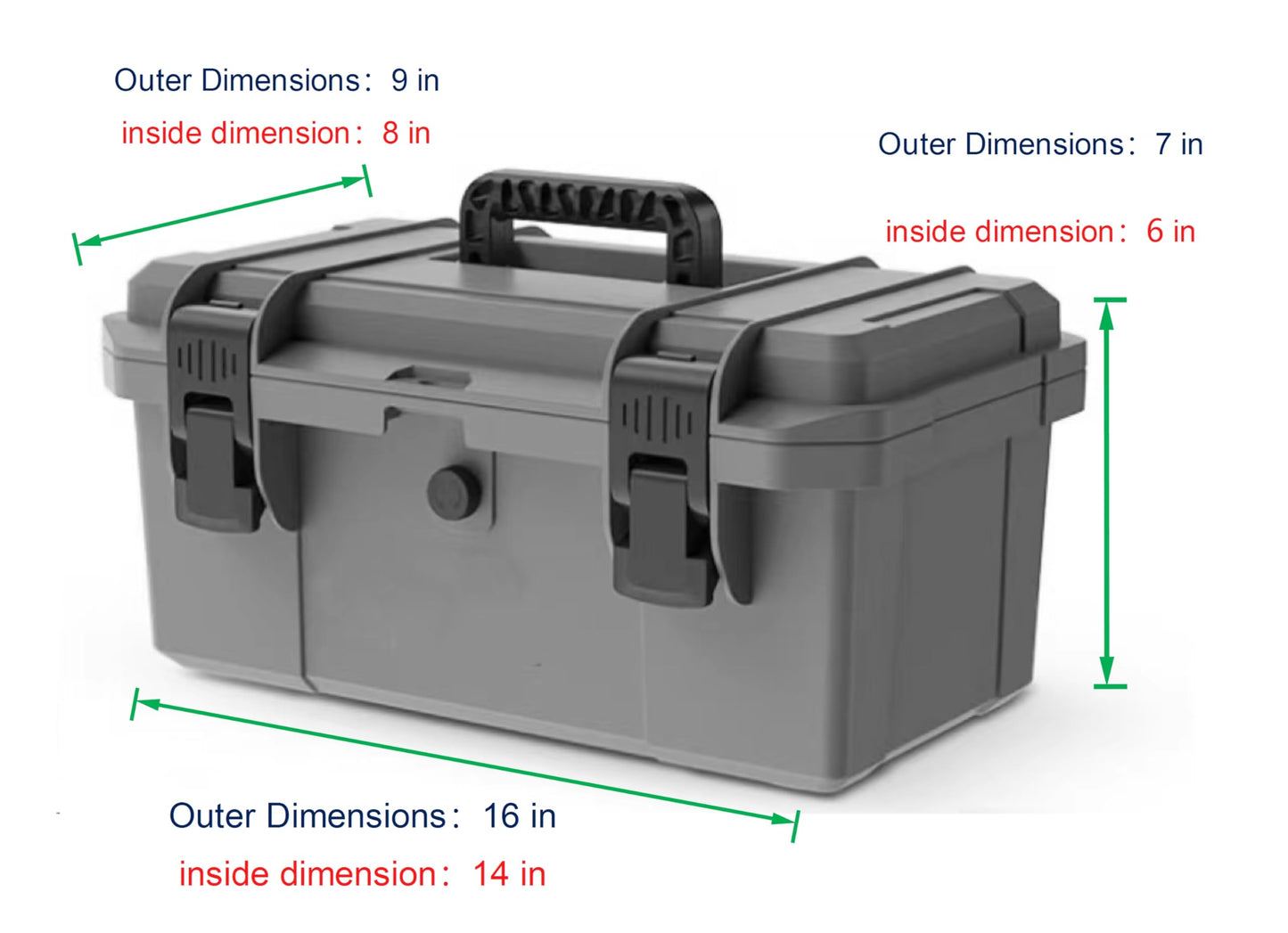 Heavy-Duty Tractor ROPS Toolbox, With Mounting Bracket, With Keyhole, Heavy Duty Toolbox, Tractor, ATV, UTV, Truck, Utility Vehicle Universal (Gray 16")