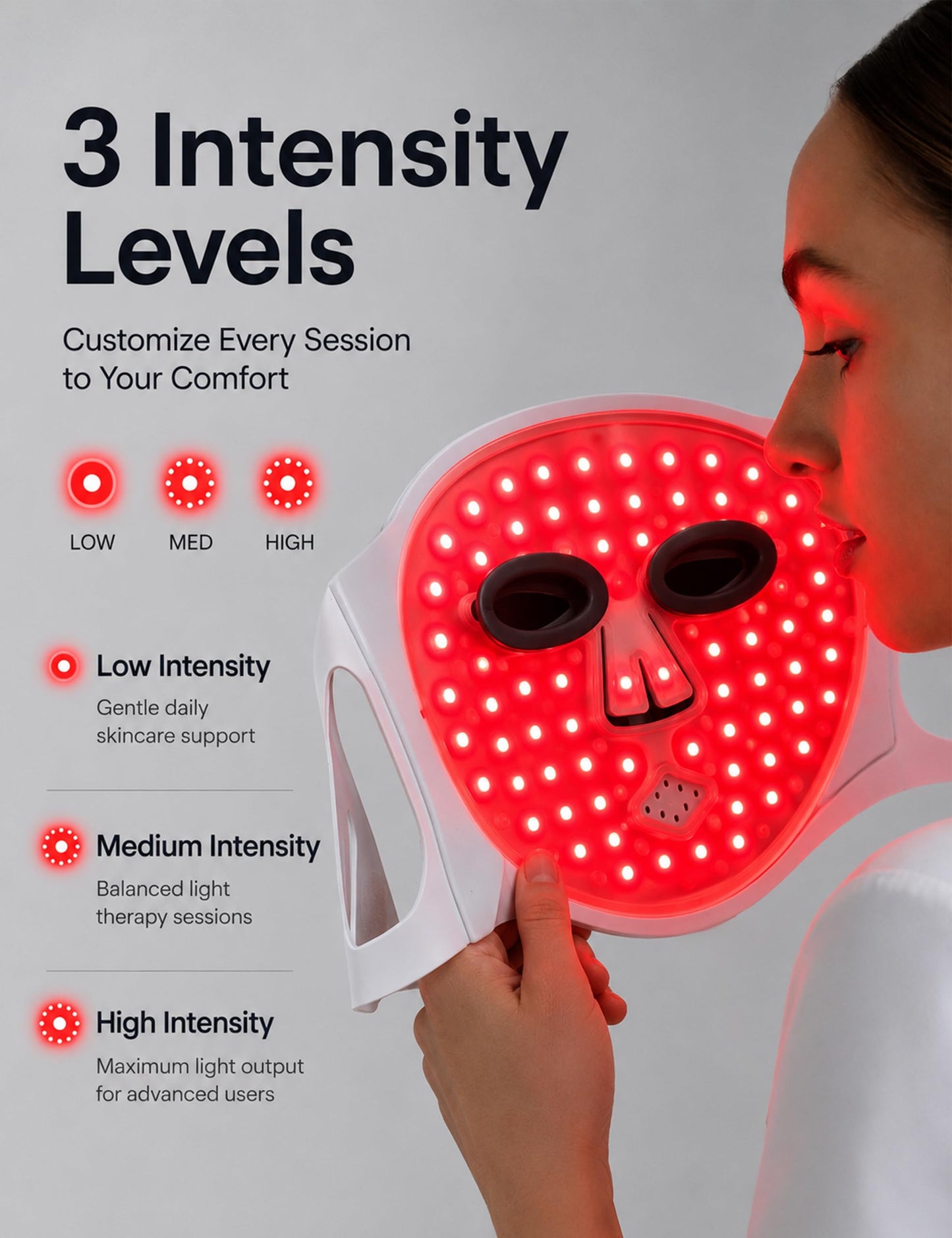 Red Light Therapy Mask for Face, Cordless LED Face Mask for Fine Lines, Wrinkles, Acne & Skin Rejuvenation, 660nm Red & 850nm NIR Light, Blue & Amber Light Therapy, 336 LEDs, Flexible Silicone