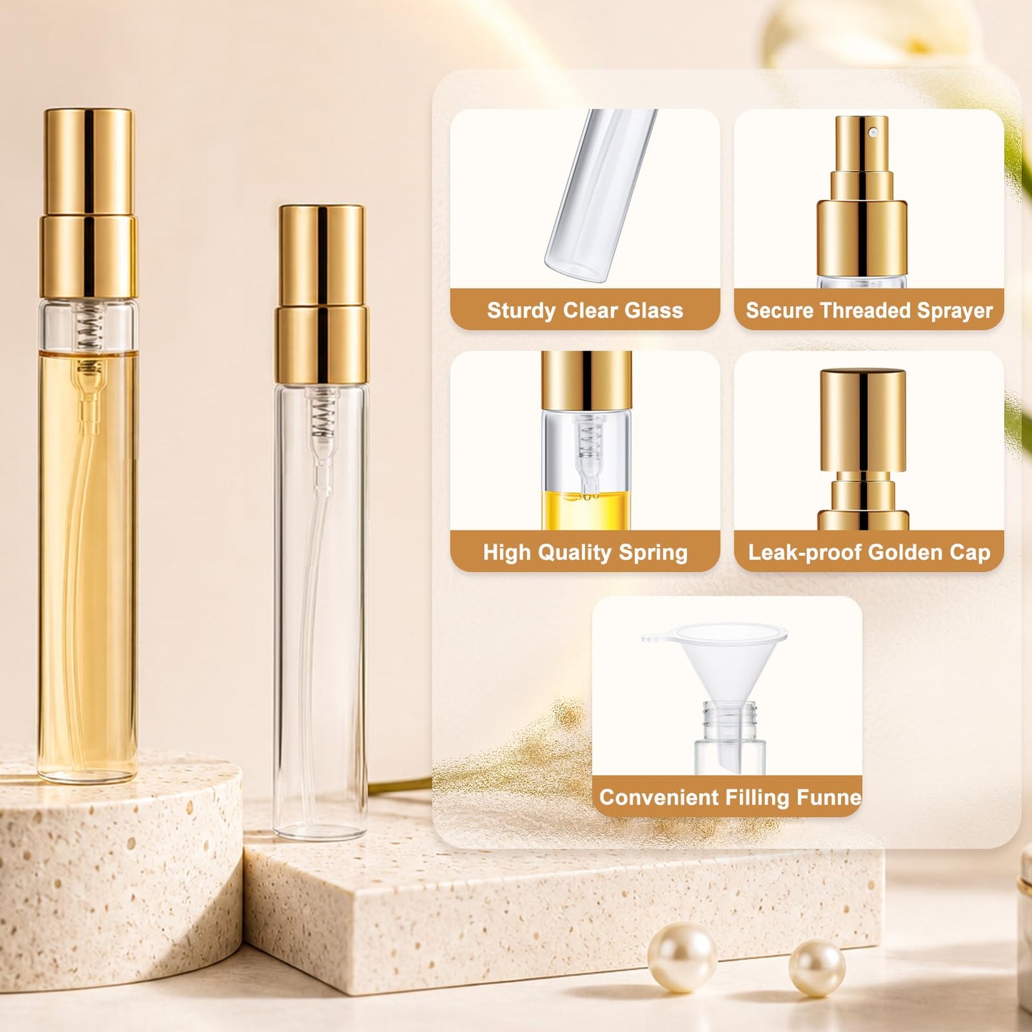 Mini Glass Spray Bottle 50pcs 5ml Clear Spray Bottle Empty, Fine Mist Refillable Mini Perfume Spray Bottle, Perfume Atomizer, Travel Spray Bottle For Hair, Small Empty Sample Containers Portable
