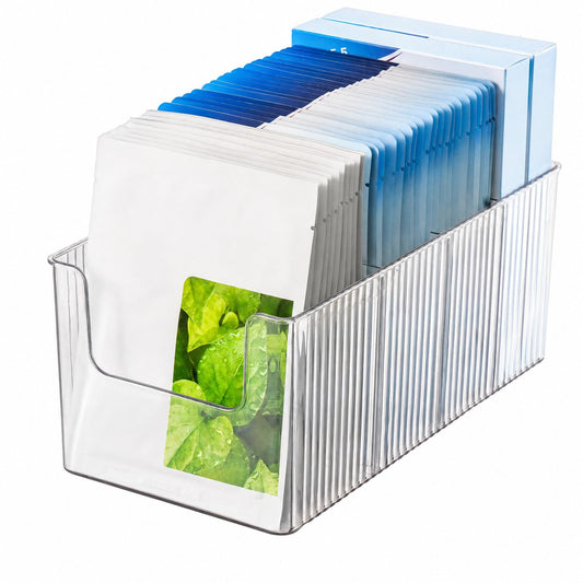 Imakmasion Skin Care Organizer & Face Mask Organizer, 4-Compartment Clear Plastic Sheet Mask Holder & Makeup Palette Storage, Vanity Bin for Bathroom, Cosmetic Organizer for Skincare & Eyeshadow