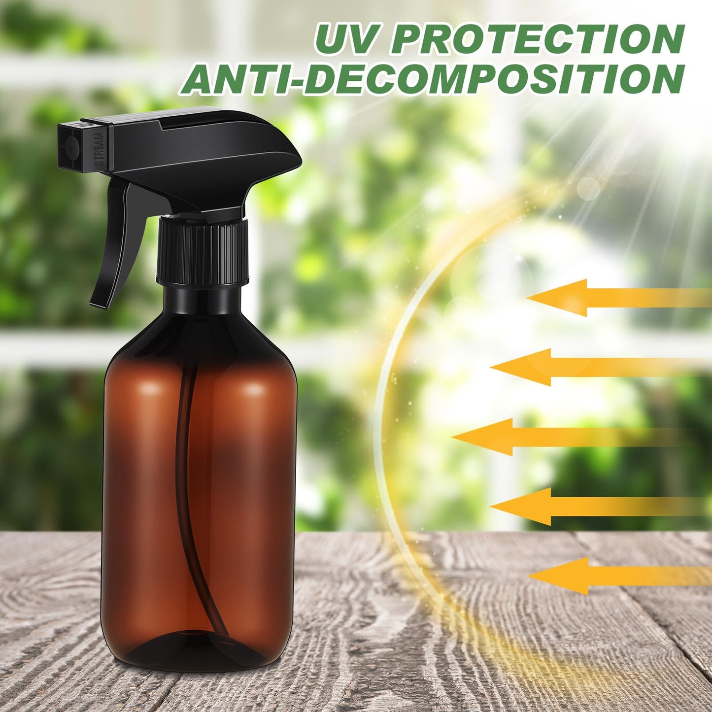 LOYIM 9 Pack 10oz/300ml Plastic Spray Bottle Bulk for Plant Small Spray Bottle Fine Mist Water Sprayer Upgraded Adjustable Nozzle Refillable Empty Containers for Cleaning, Hair, Cooking(Amber)