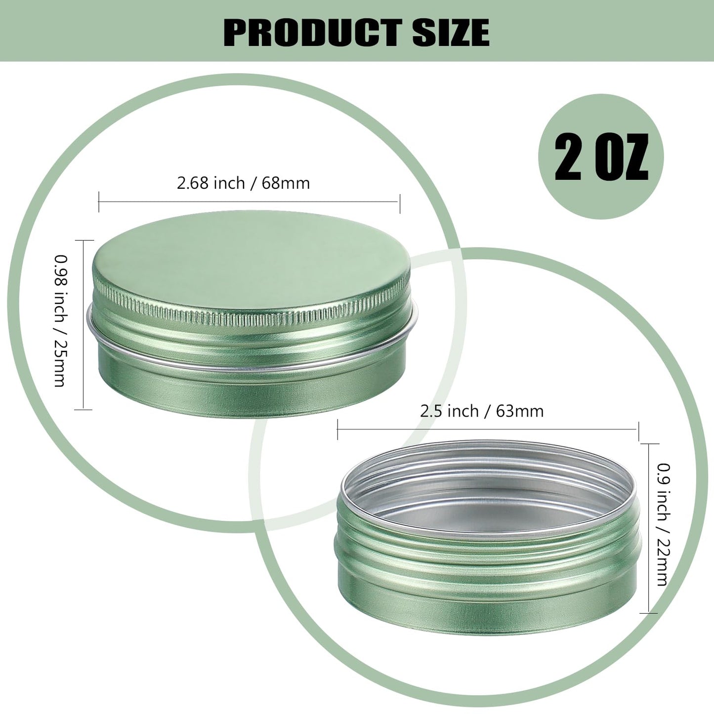 LIYAR Candle Container Aluminum Tin Jars 14 Pack Candle Tins Salve Tins Versatile Small Containers with Lids Metal Tin for Balms,Spices,Salve,Crafts(Pale Green)