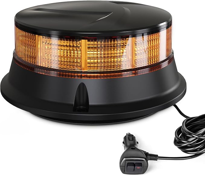 Agrieyes Amber Beacon Light 4.2Inch, Flashing Safety Warning Lights Permanent/Magnet Mount (Amber, Magnet)