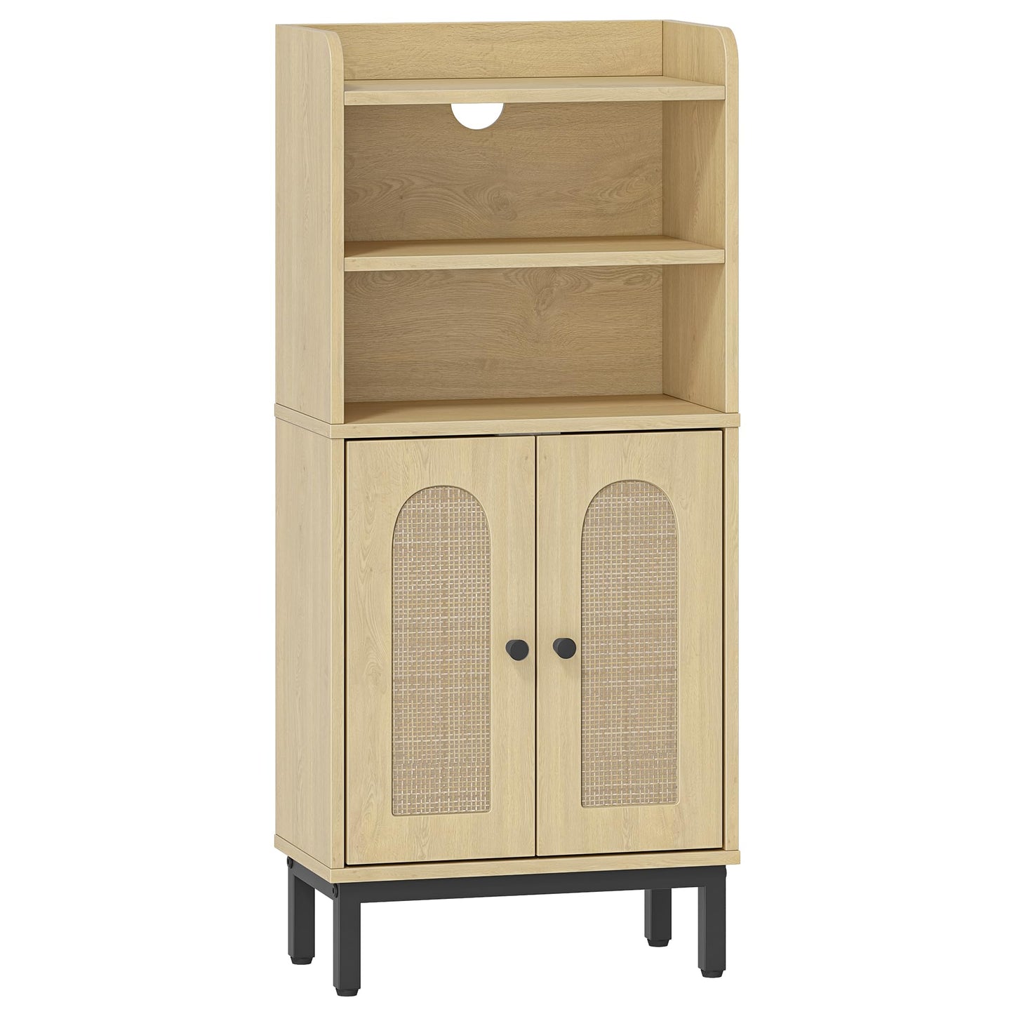 Hzuaneri Bathroom Storage Cabinet, Small Floor Cabinet with 2 Door and Shelves, Toilet Paper Cabinets, Bathroom Organizer with Adjustable Shelf, for Small Spaces Rattan Black 7.1" Dx14.6 Wx32.7 H