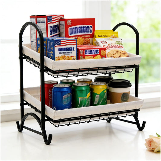 Lihou PapaQ Stackable Candy Display Rack with Canvas Cover|Stackable Candy Organizer|Multi-Function Snack Rack&Shelf for Chips |Perfect Display Solution for Stores (White, Medium)
