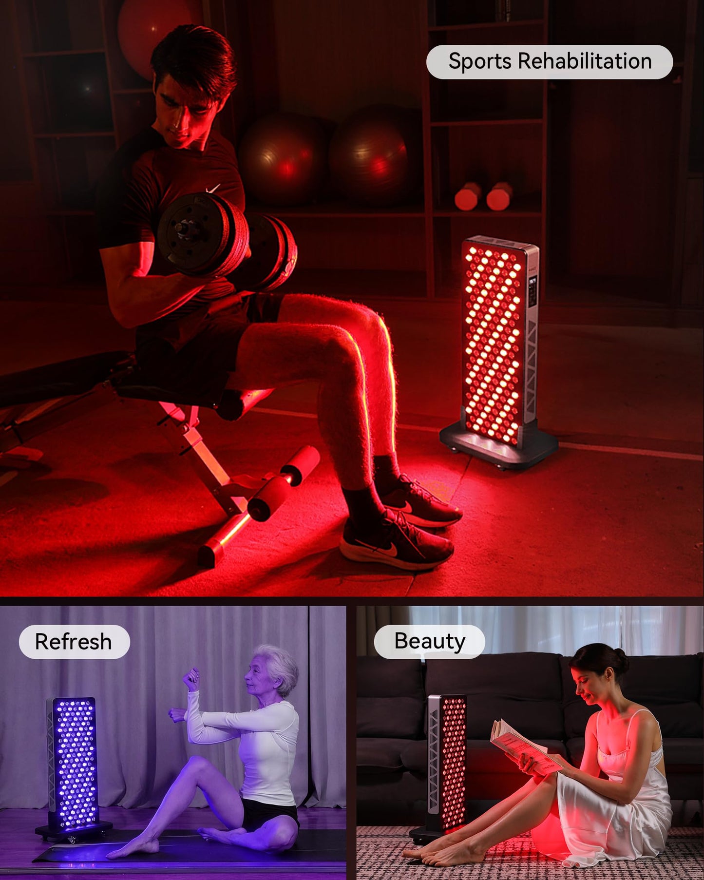 FLIKEZE Red Light Therapy for Body Face, 3+4 Chips 7 Wavements 460nm-880nm Red Light Panel with 4 Modes, Dimmable & Timer, Blue Lights Infrared Light Therapy for Home Office Gym, Elite 156 LEDs