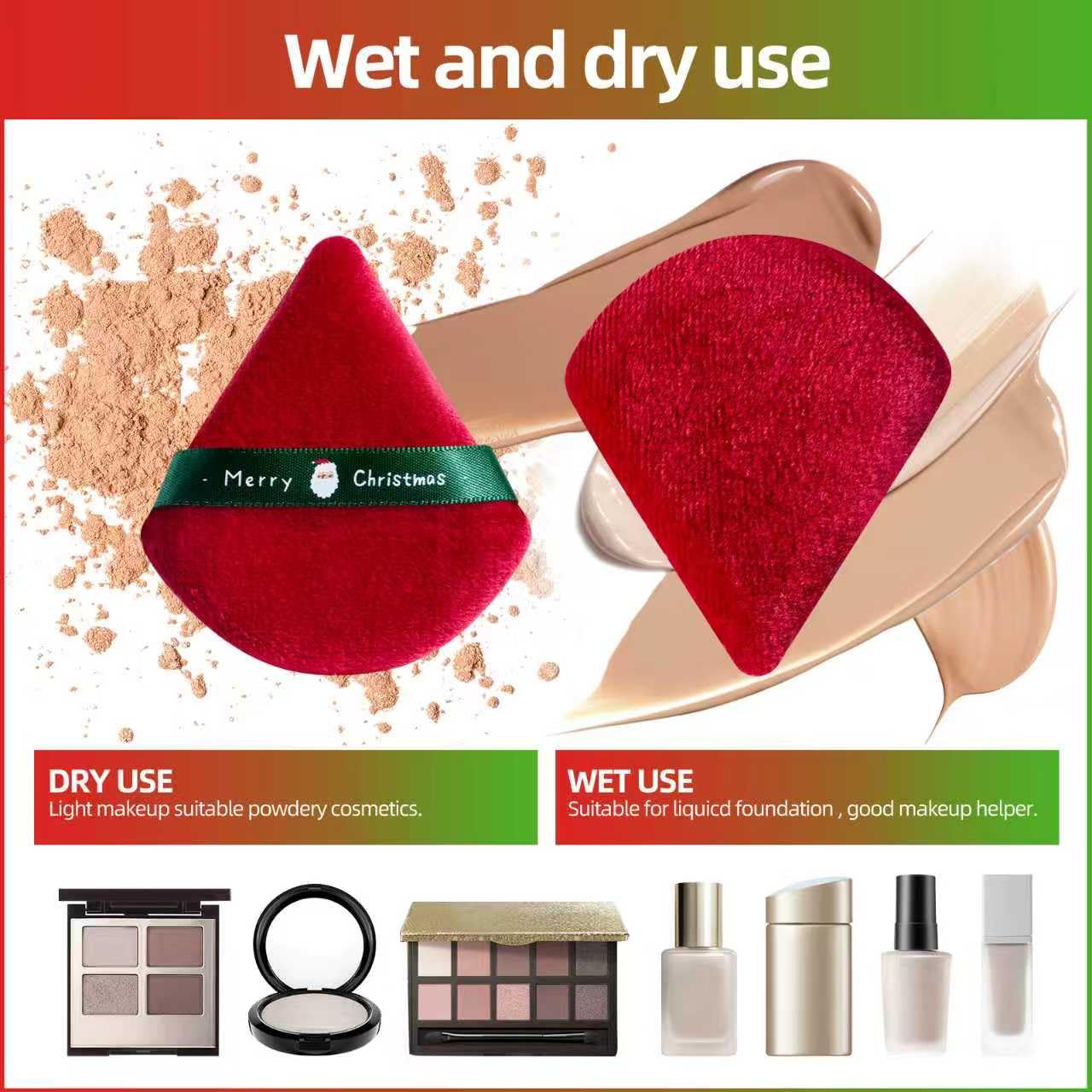 BS-MALL 14 Pcs Portable Makeup Sponge Set With Diamond-shaped Kabuki Powder Brush - Makeup Sponge, Triangle Puff And Multi-functional Sponges For Liquid, Cream,With Travel Case (Green Red)