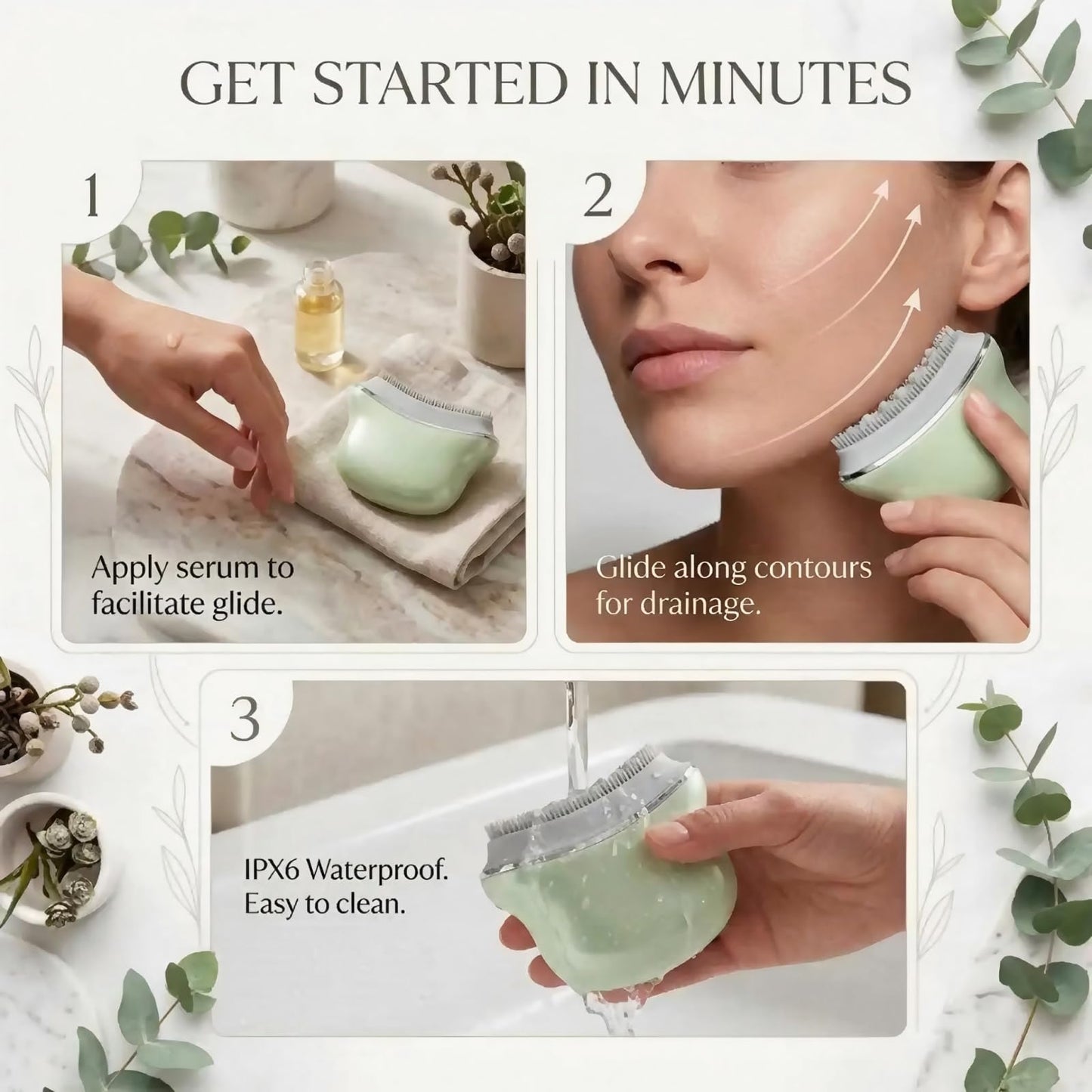 Multi Silicone Facial Cleansing Brush,Lymphatic Face Brush-Anti Puffiness,Lymphatic Drainage,Detox,Lift,Sculpting Jawline，Improves Skin Glow,Absorption,Cleansing、Scrubber and Face Massaging