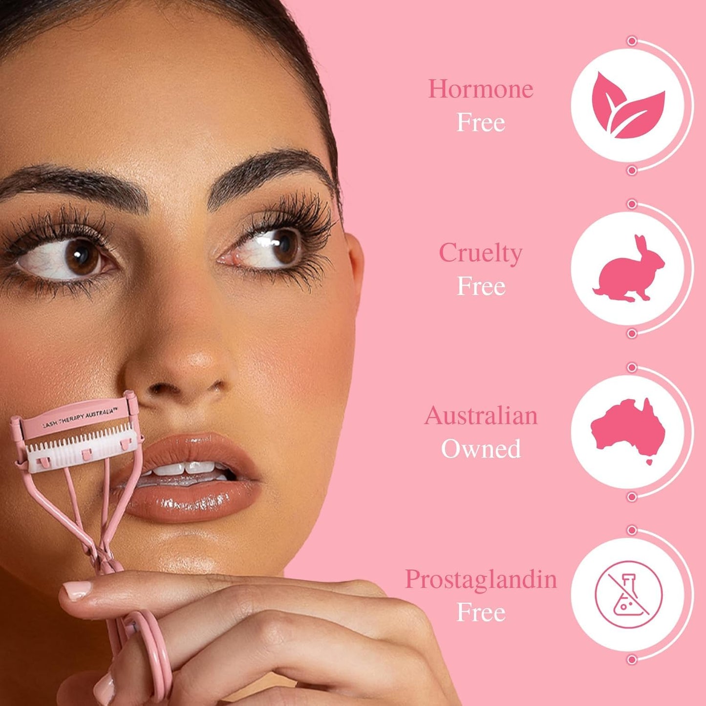 Lash Therapy Australia Eyelash Curler, Eyelash Curlers with Comb, Pink Eye Lash Curler, Gentle & Safe Mascara Curler, Curl Eyelashes & Lash Lift in Seconds