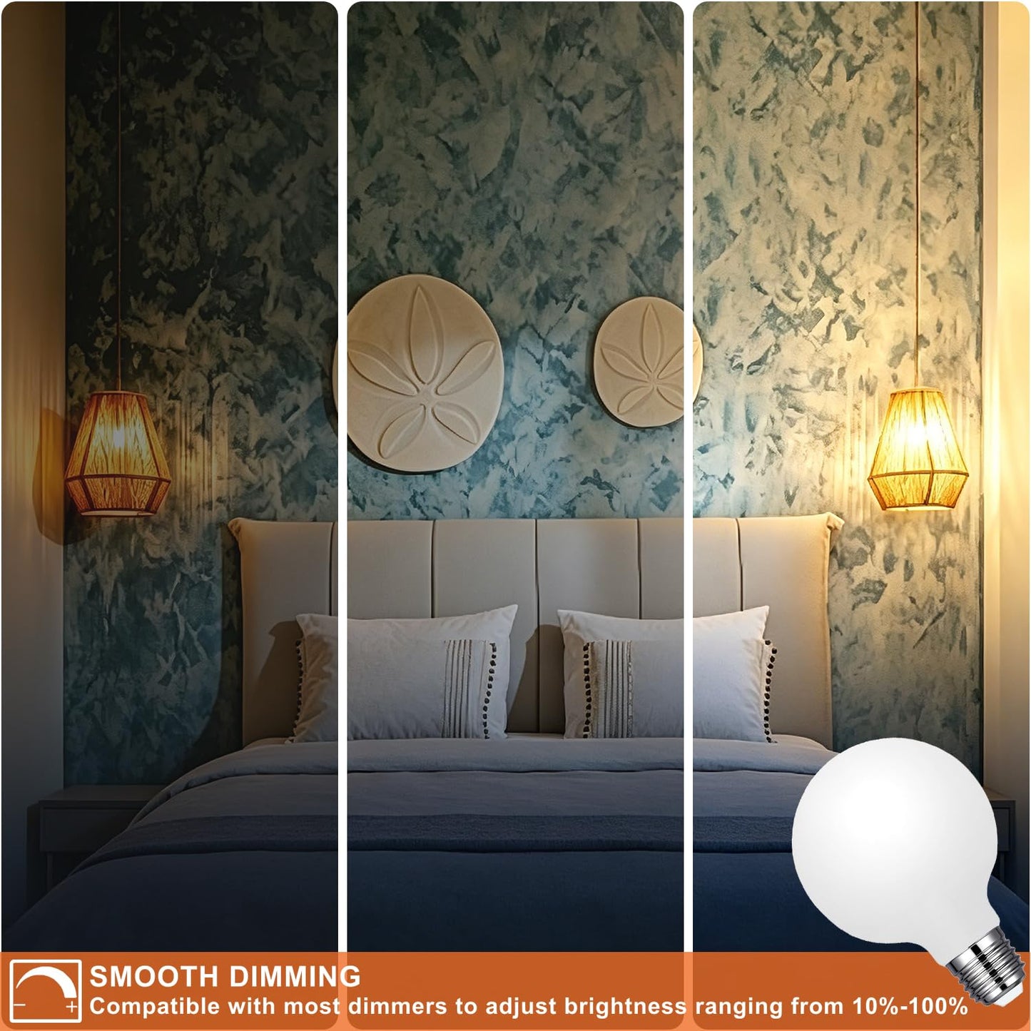 Vinaco Glass G25 LED Light Bulbs Dimmable 60W, 4 Pack No Flicker 2700K Round Light Bulbs 60 Watt Soft White, Milky G 25 E26 Frosted Globe Ledbulb, Vanity Mirror Bulb Replacement for Bathroom Pendant