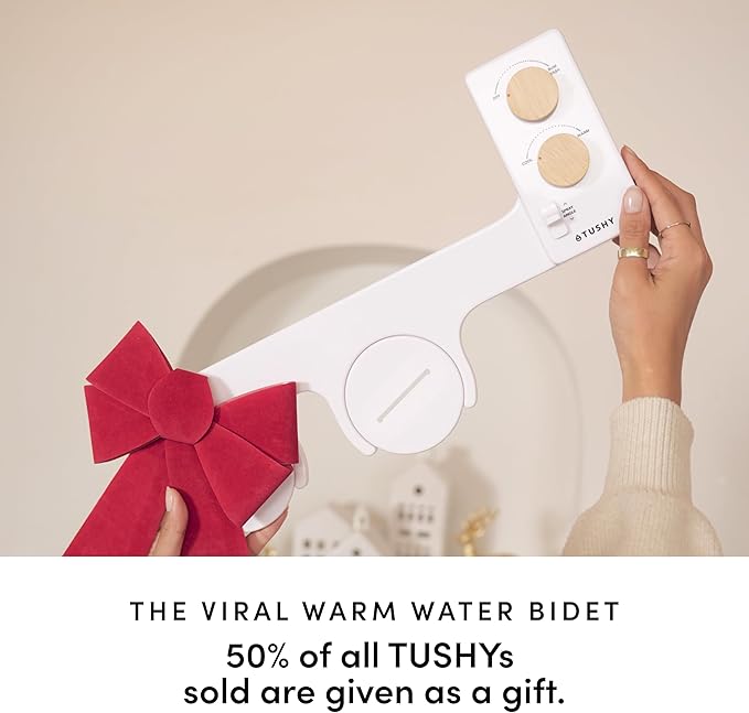 TUSHY 3.0 Spa Cool to Warm Water Bidet Attachment. Easy Universal Toilet Seat Install, Requires Sink Connection for Temperature Control. Fresh Self-Cleaning Clean Water, Noir/Gold