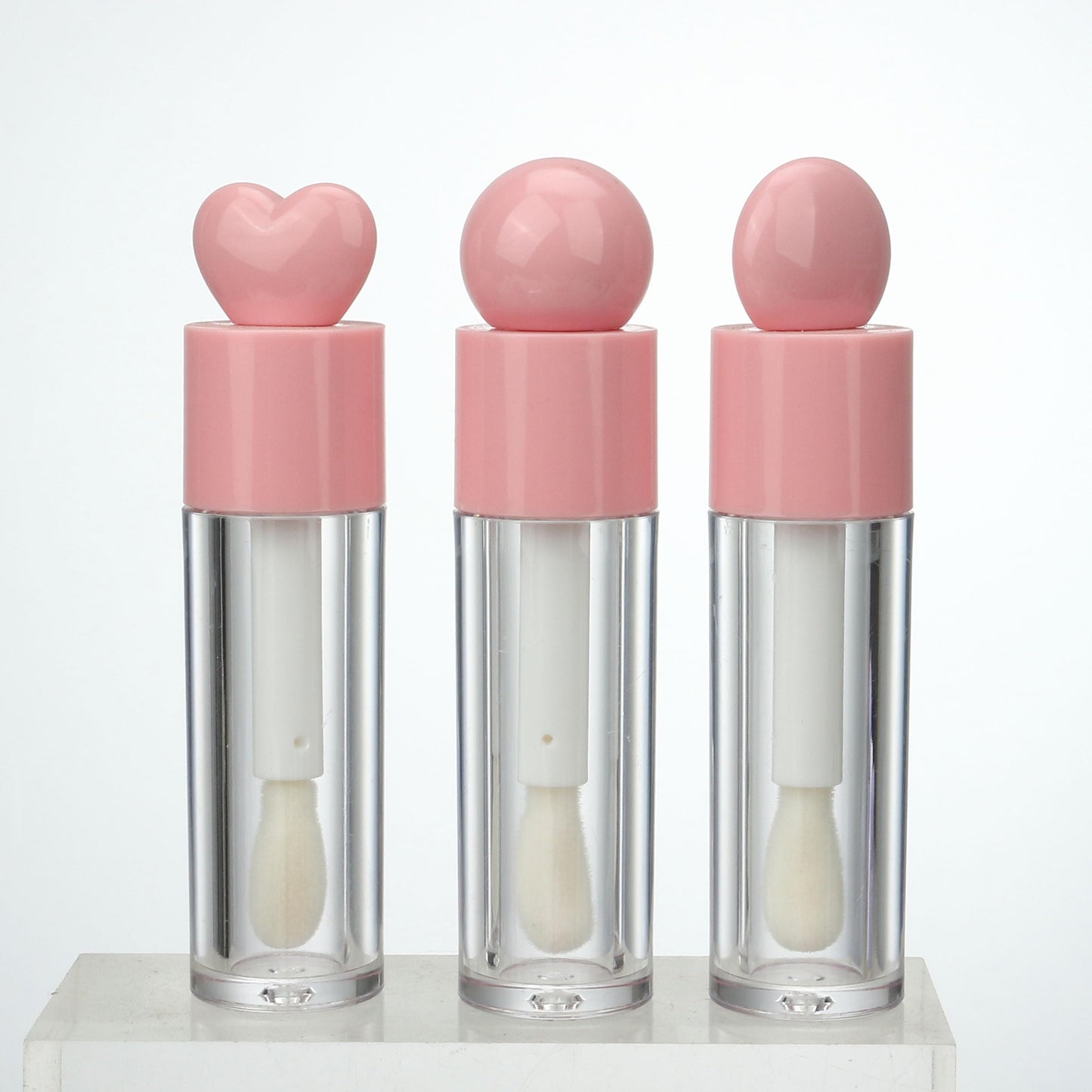 COSIDEA 16pcs 6ml 0.2oz Round Pink big doe foot wand lip gloss tubes for DIY Ball shape lipgloss containers tubes with thick brush