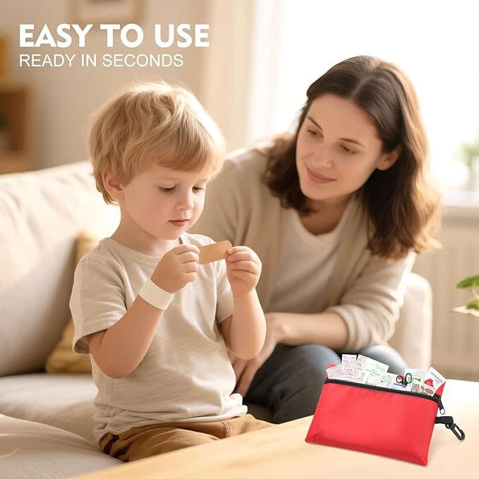 Mini First Aid Kit for Minor Cuts, Scrapes, Sprains, Burns, 194Pcs Portable Compact First Aid Kit for Home, Car, Travel, Camping and Outdoor Emergencies