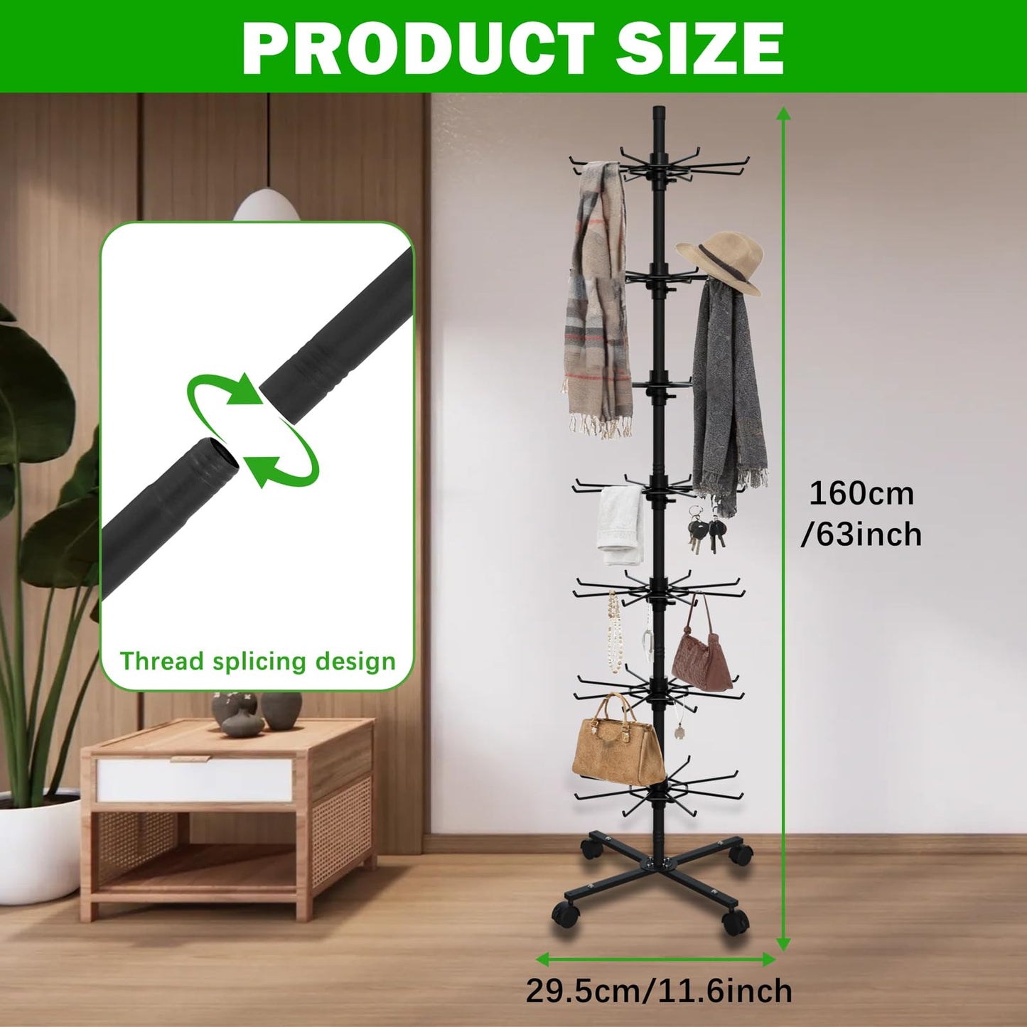 Qufiona Retail Display Stand, 7 Tier Rotating Display Stand for Vendor Events Spinning Display Stands Rack for Craft Shows, Jewelry, Keychain, Earring, Ornament