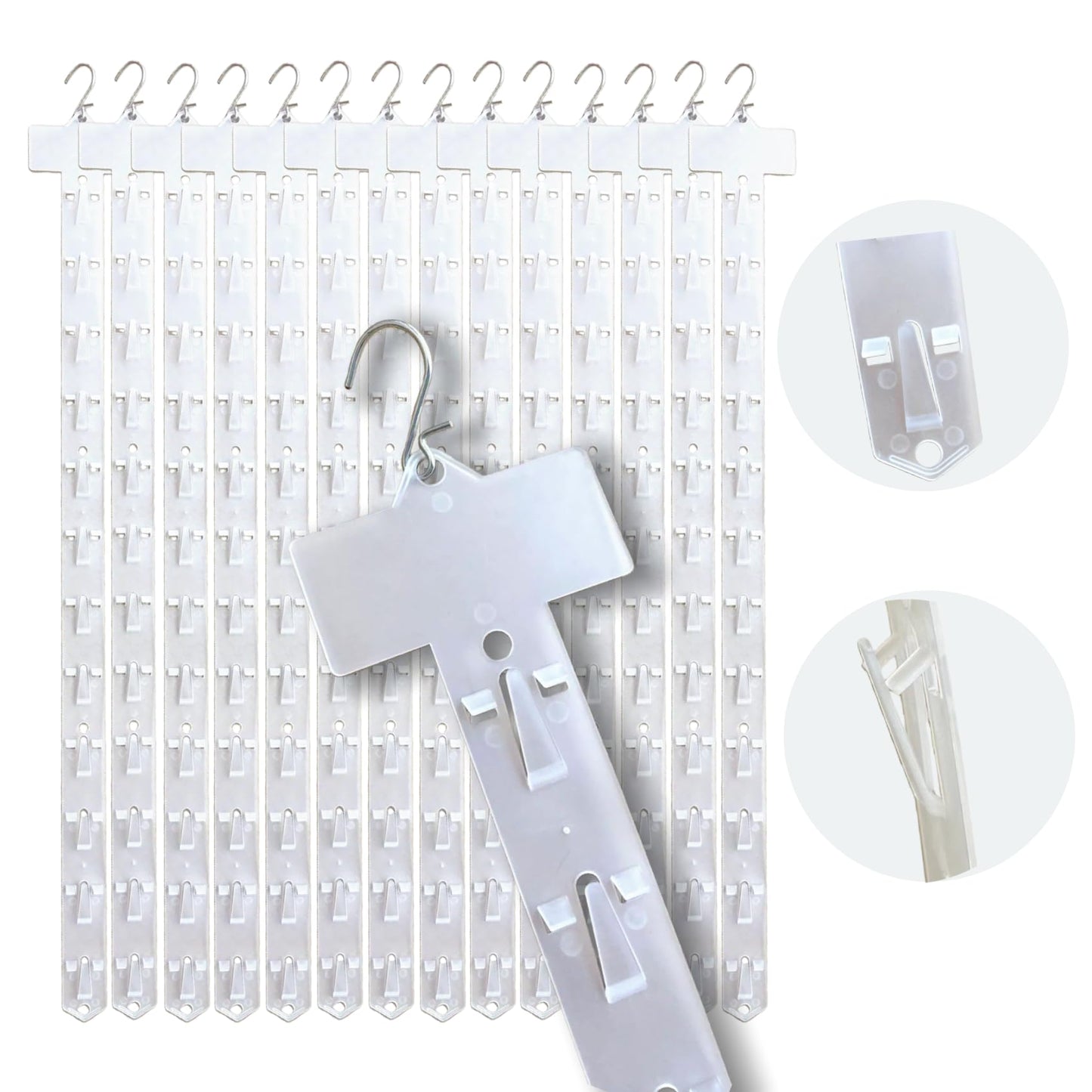 Gskmbquw Retail Display Strips with Hooks, Hanging Merchandise Organizer, 24.80 Inch Length, Space-Saving Design with Tail Holes (20, transparent, 24.8Inch)
