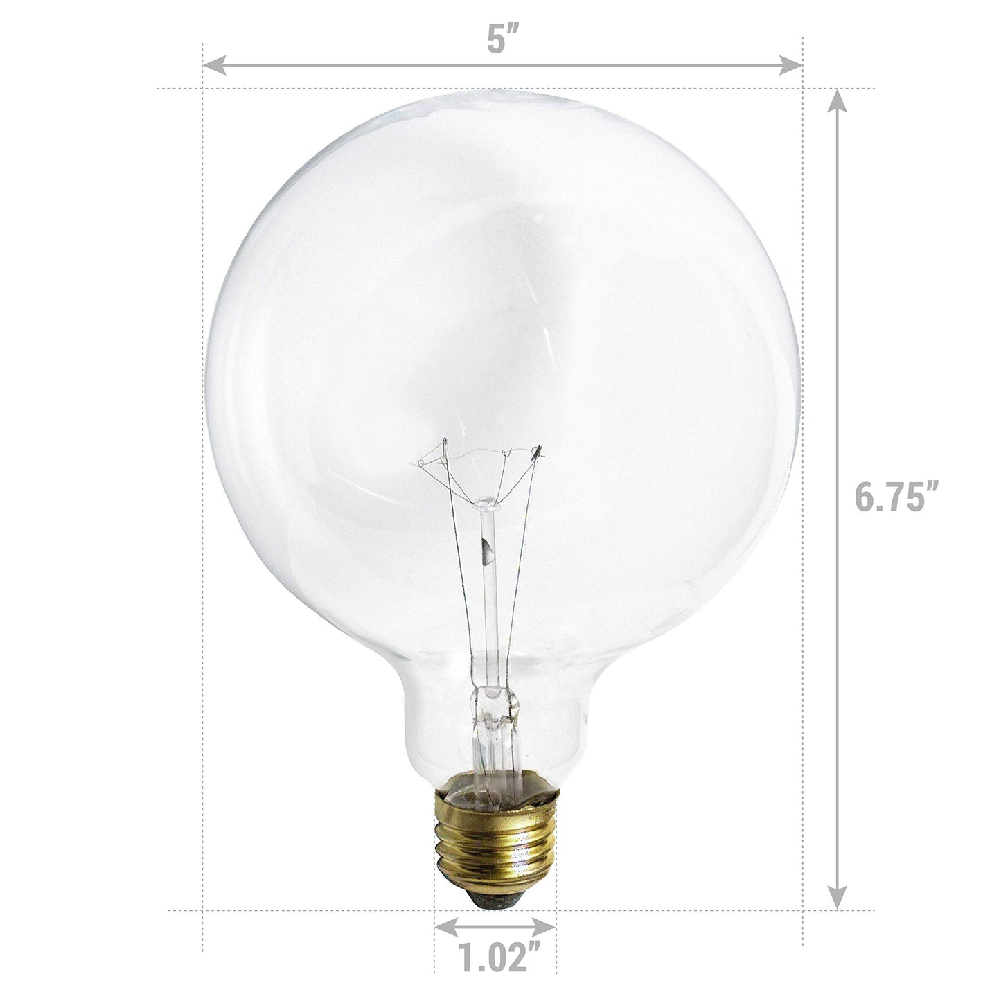 KOR Incandescent Light Bulbs, 25 Watt, 2700K Soft Light, G40 Decorative Globe Light Bulbs, E26 Medium Base, Decor, Pendant, Bathroom/Vanity Mirror Makeup, Dimmable, Crystal-Clear, 2 Pack