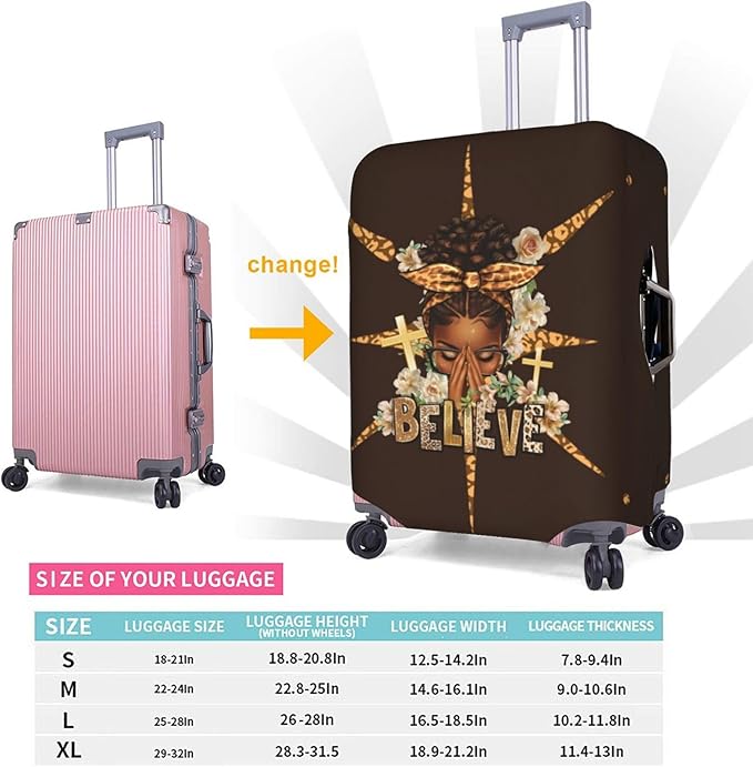 Travel Suitcase Protector African American Girl Elastic Protective Washable Luggage Cover With Concealed Zipper Suitable For 18-32 Inch(S (for 18-21 inch luggage))