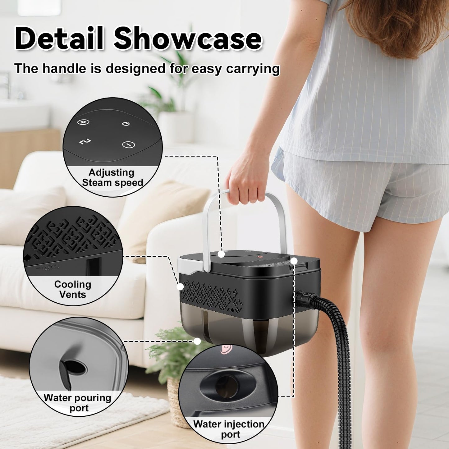 Steam Cleaner, 2500W Portable Handheld Steamer for Cleaning, Large Capacity Tank Pressurized Steam Cleaning Machine for Home, Car, Bathroom, Kitchen, Furniture, Grout, Floor, Tile