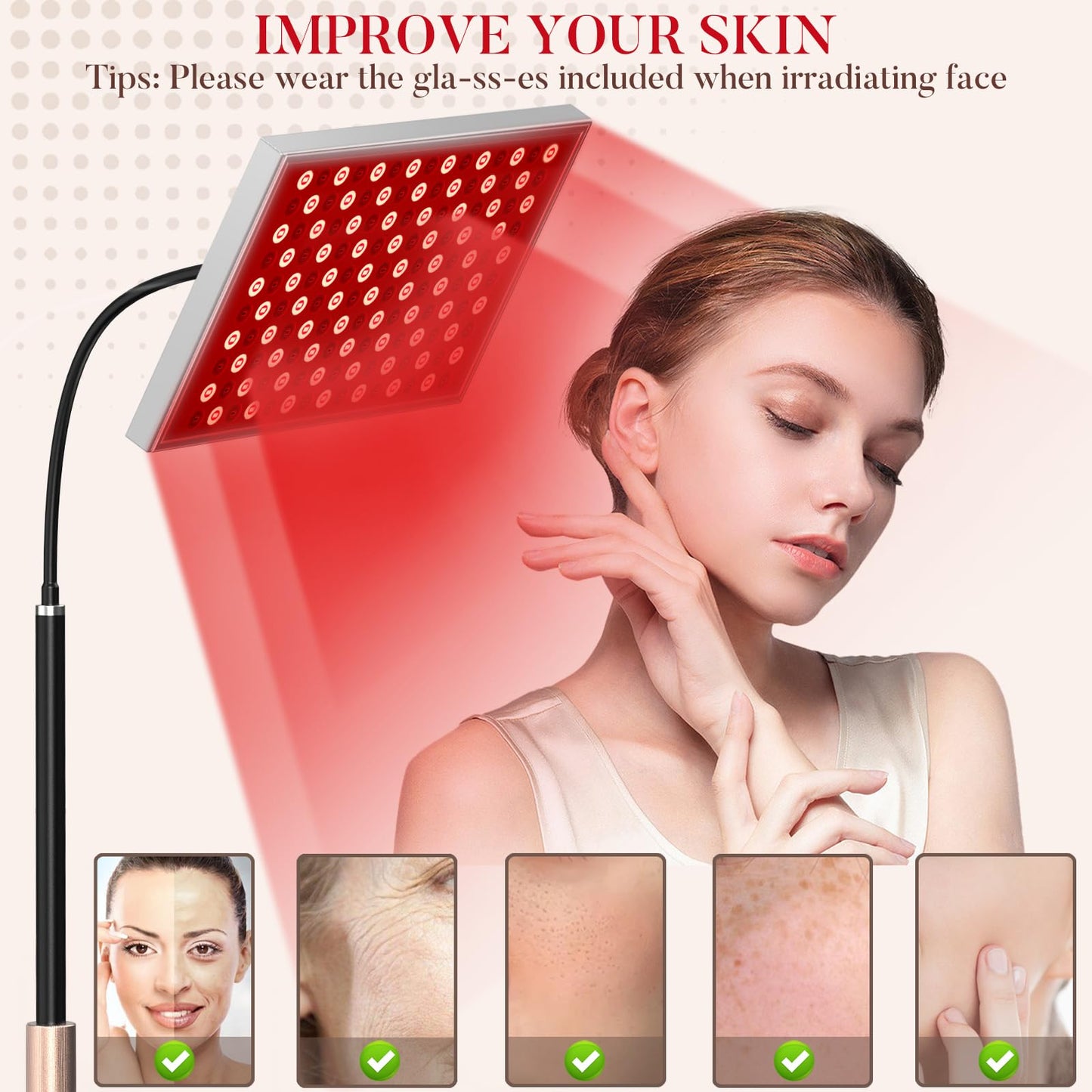 Red Light Therapy for Body Face, Infrared Light Therapy Panel Lamp with Stand, 660nm and 850nm Near Infrared LED Red Lights Therapy Device at Home, Gift for Mom Wife Girlfriend Sister Women